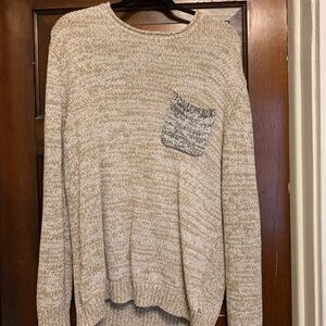 Urban Outfitters Gender Neutral Tan Sweater with Gray Accent Pocket